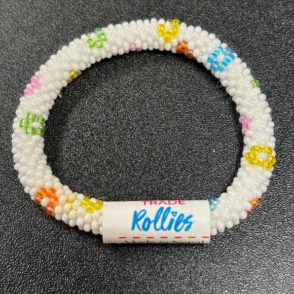 Rollies Other - Flower Power Kid's Rollies Glass Beaded Bracelet White